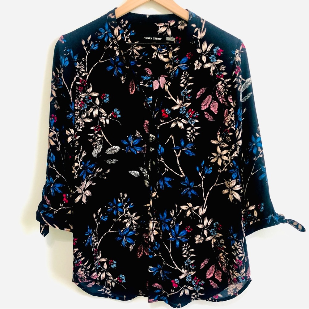 Ivanka Trump | Floral Tie Sleeve Blouse - Picture 2 of 8